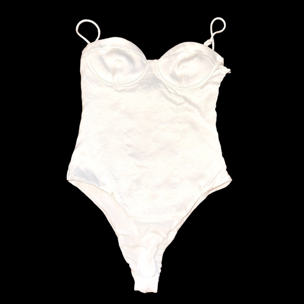 ZARA SATIN EFFECTS BUSTIER BODYSUIT